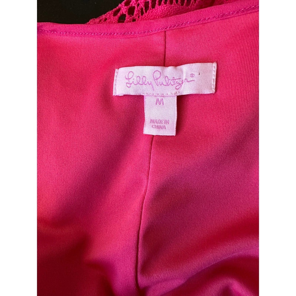 Lilly Pulitzer Seminole Knit Lace Tunic Dress in Pomegranate Hot Pink Medium - Picture 7 of 12